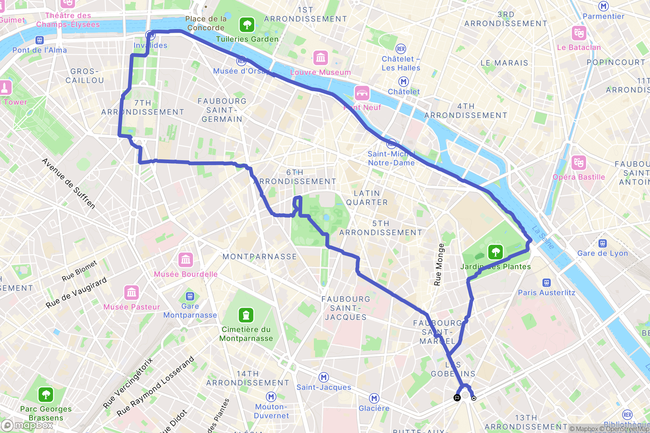 Paris : carte du parcours de randonnée - France