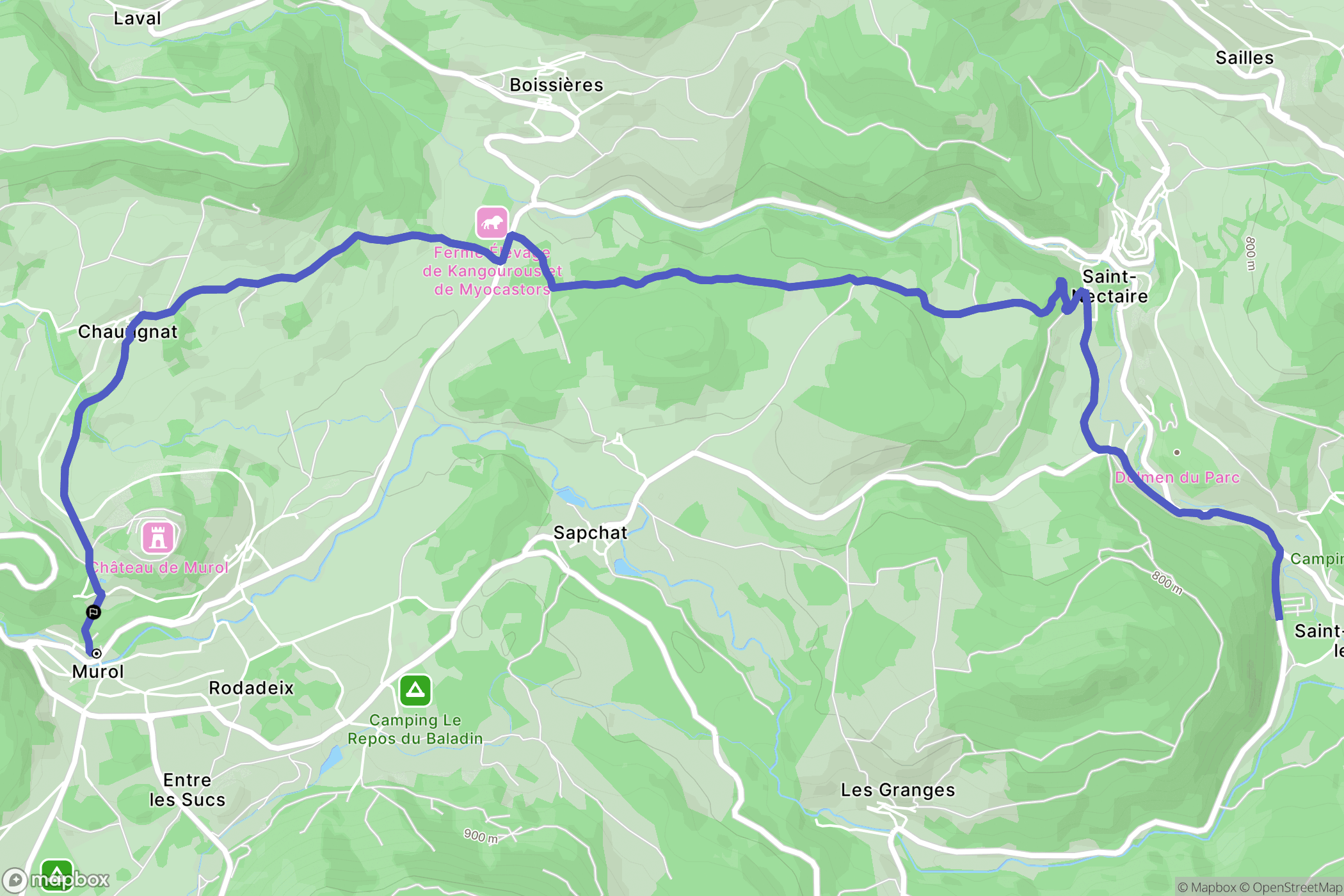 Murol : carte du parcours de randonnée - France