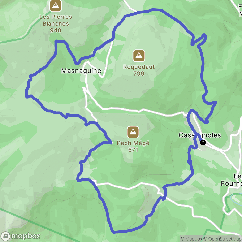 Cassagnoles : carte du parcours de randonnée - France