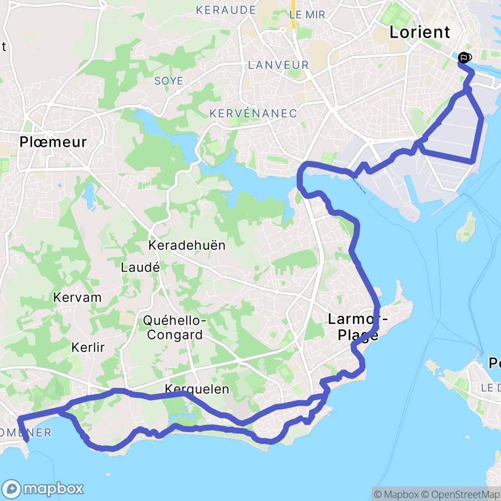Lorient : carte du parcours de randonnée - France