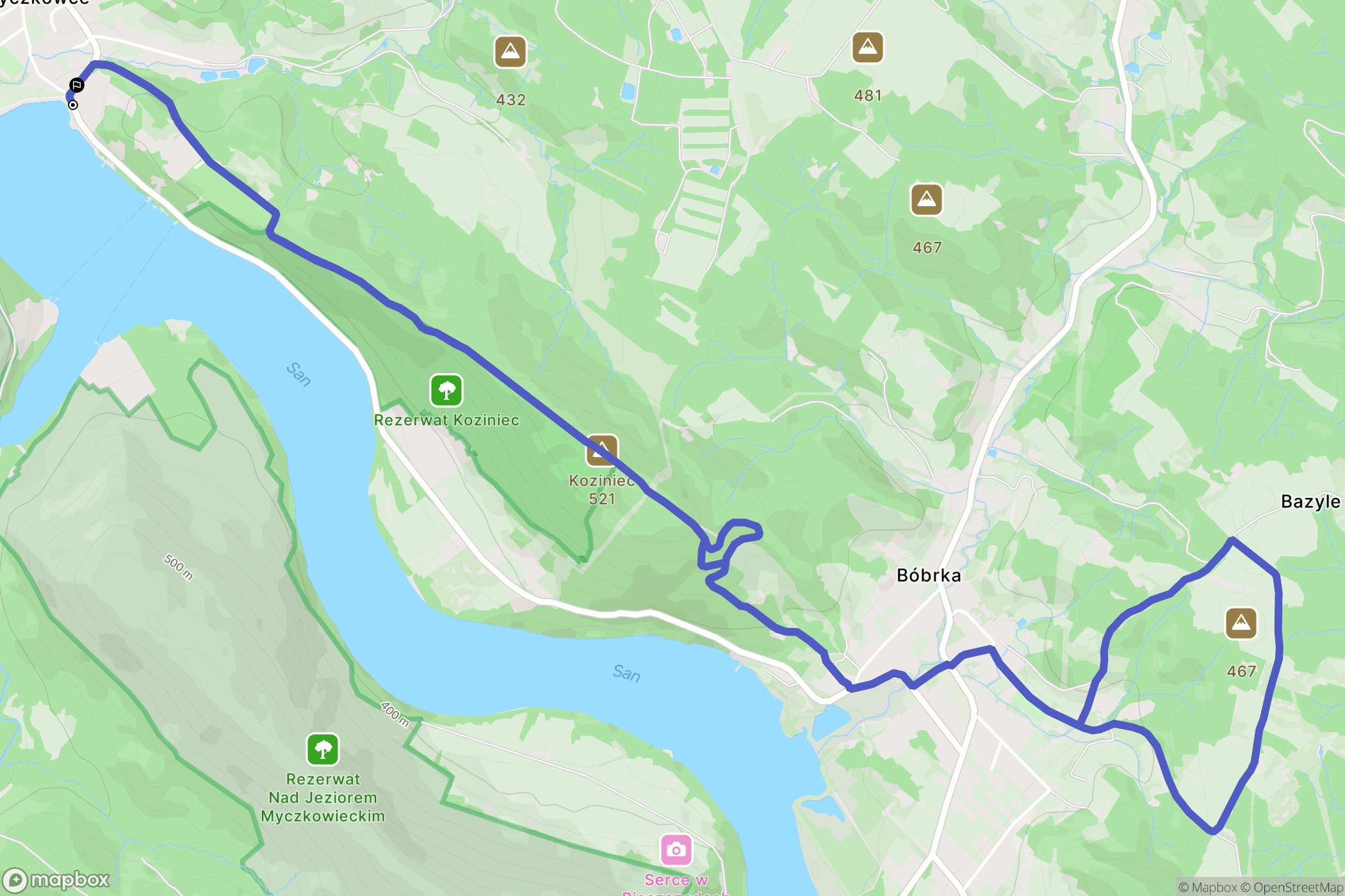 Myczkowce: mapa trasy - Poland