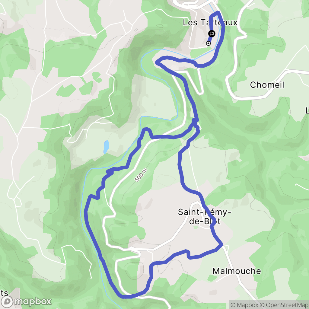 Menat : carte du parcours de randonnée - France