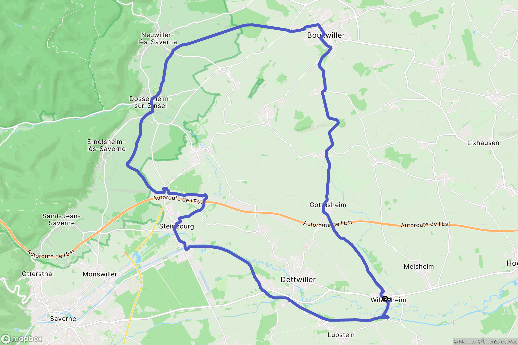 Wilwisheim : carte du parcours de randonnée - France