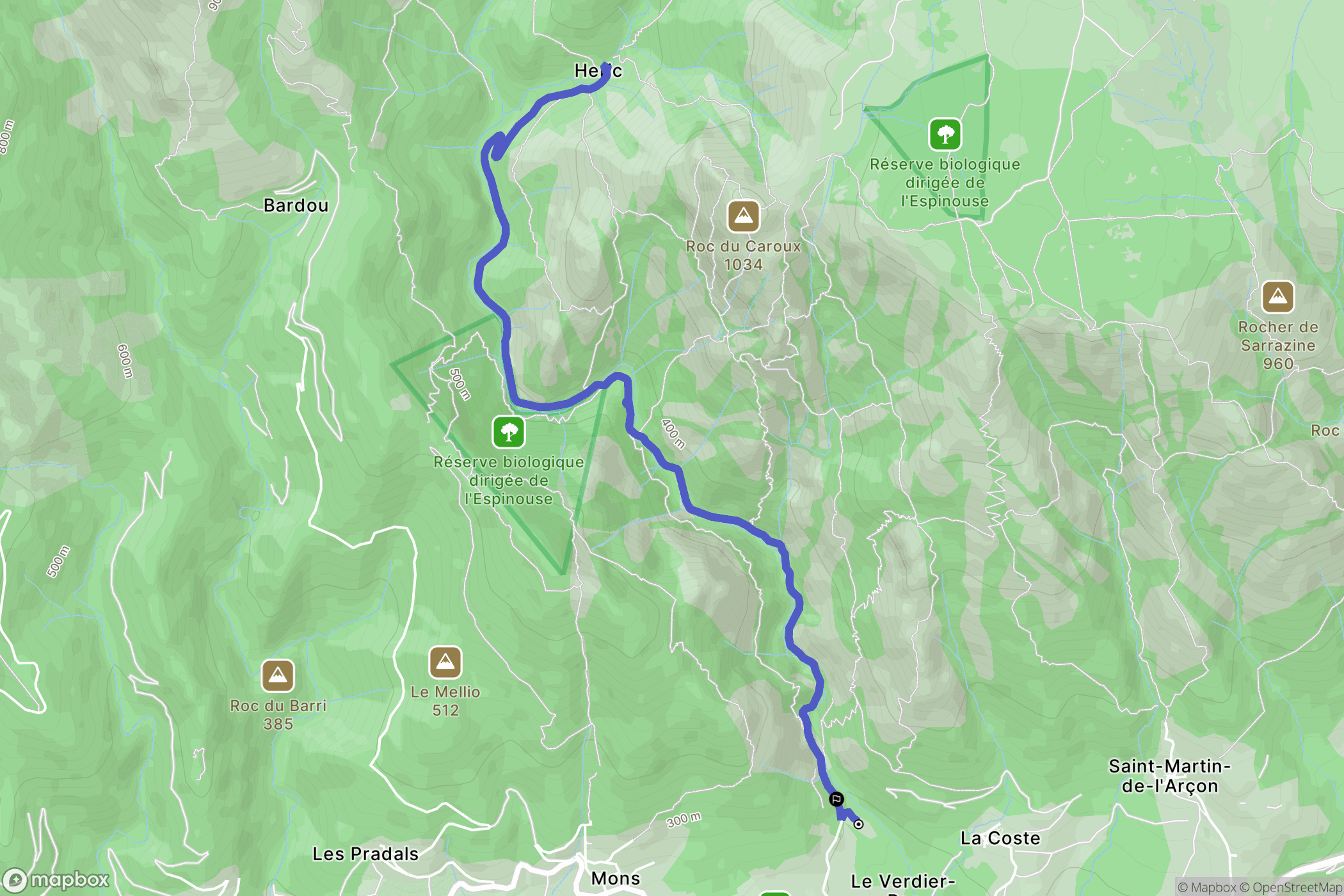 Mons : carte du parcours de randonnée - France