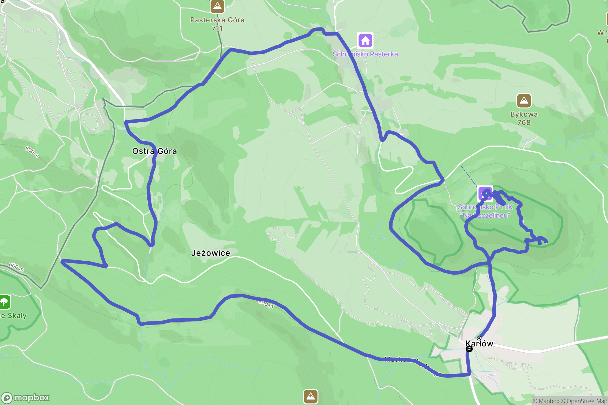 Karłów: mapa trasy - Poland