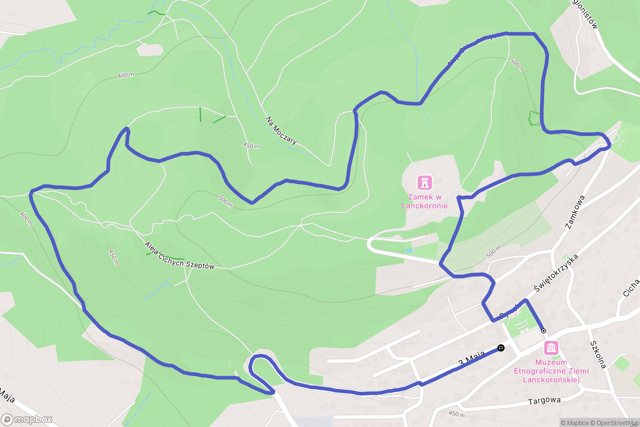 Lanckorona: mapa trasy - Poland