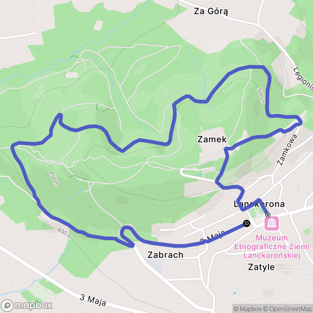 Lanckorona: mapa trasy - Poland