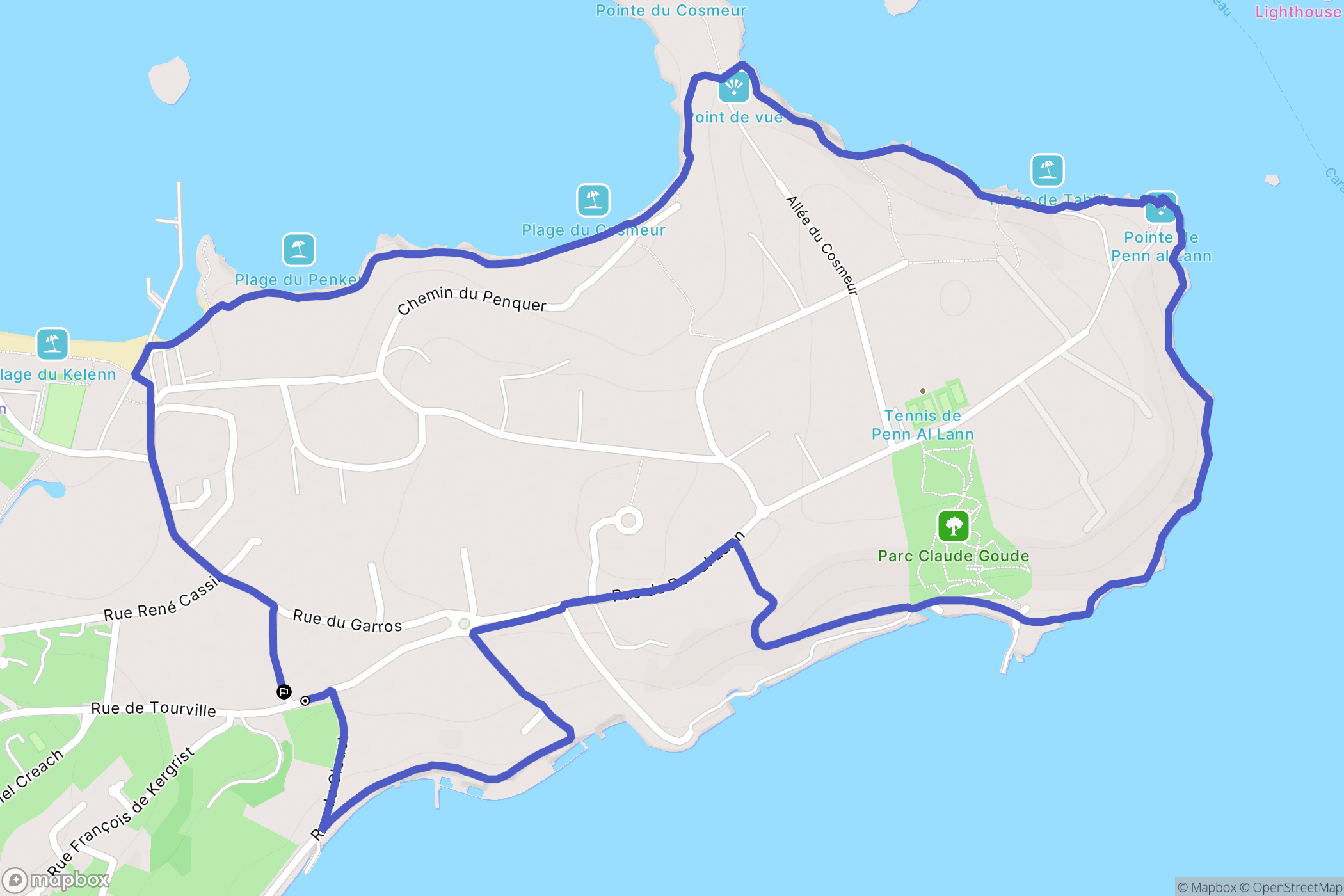 Carantec : carte du parcours de randonnée - France