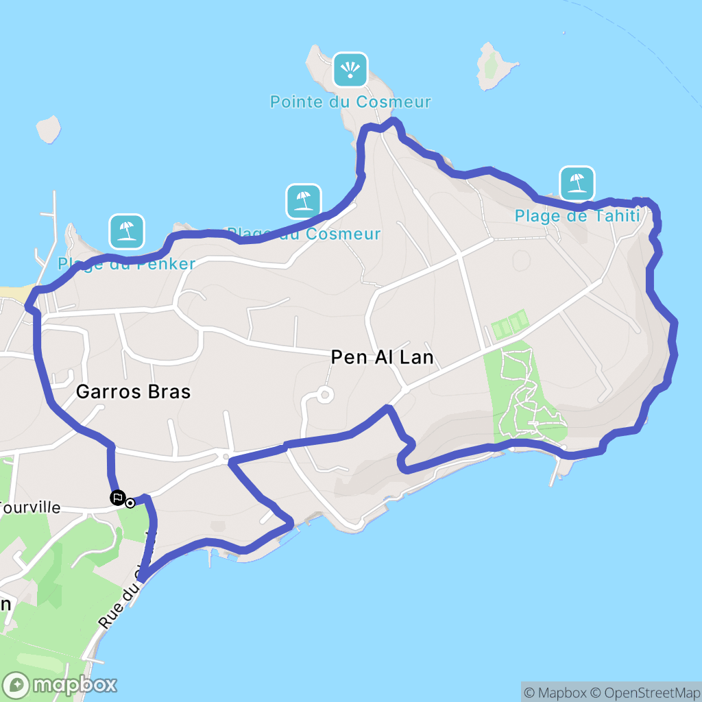 Carantec : carte du parcours de randonnée - France