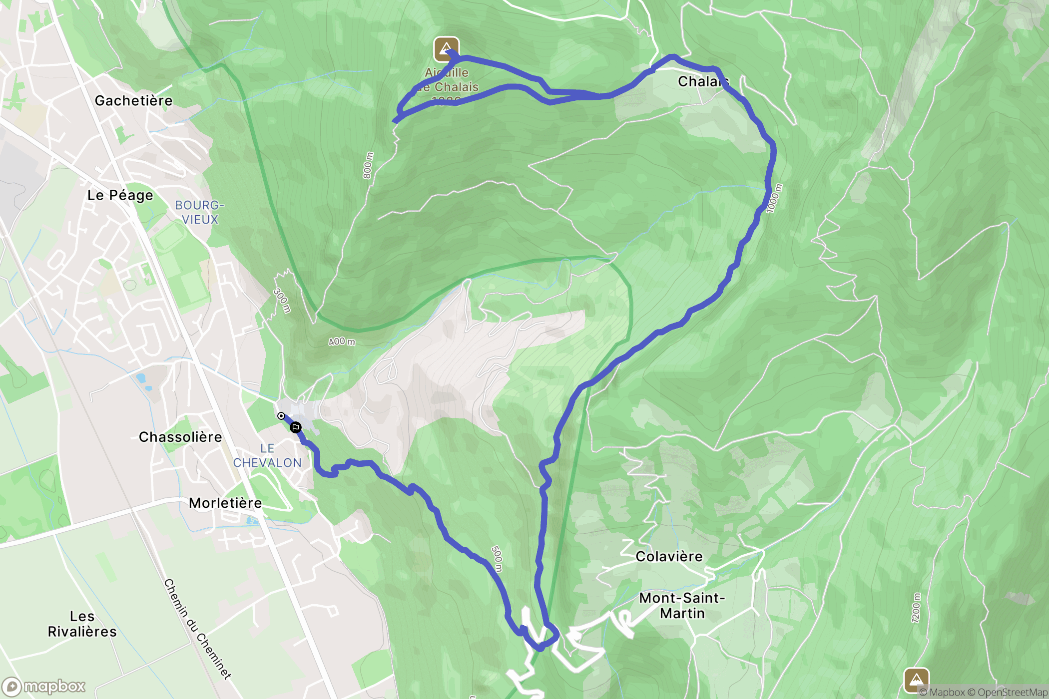 Voreppe : carte du parcours de randonnée - France