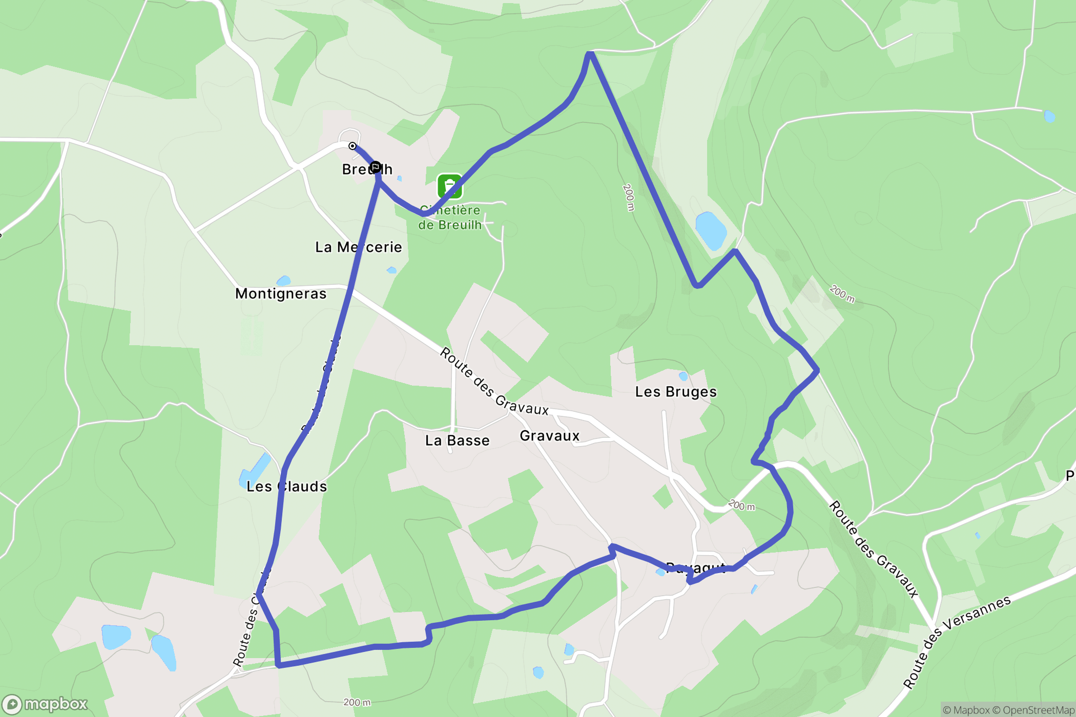 Sanilhac : carte du parcours de randonnée - France