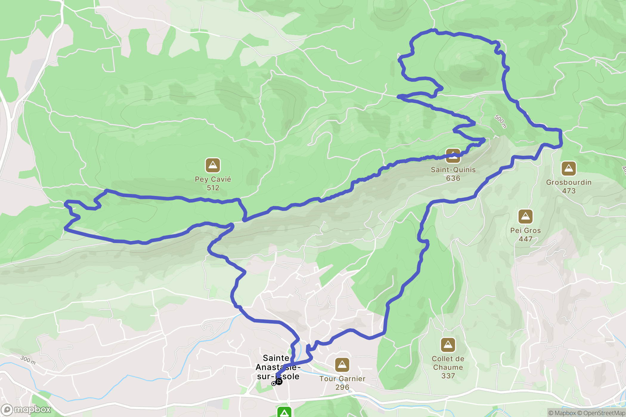 Sainte-Anastasie-sur-Issole : carte du parcours de randonnée - France