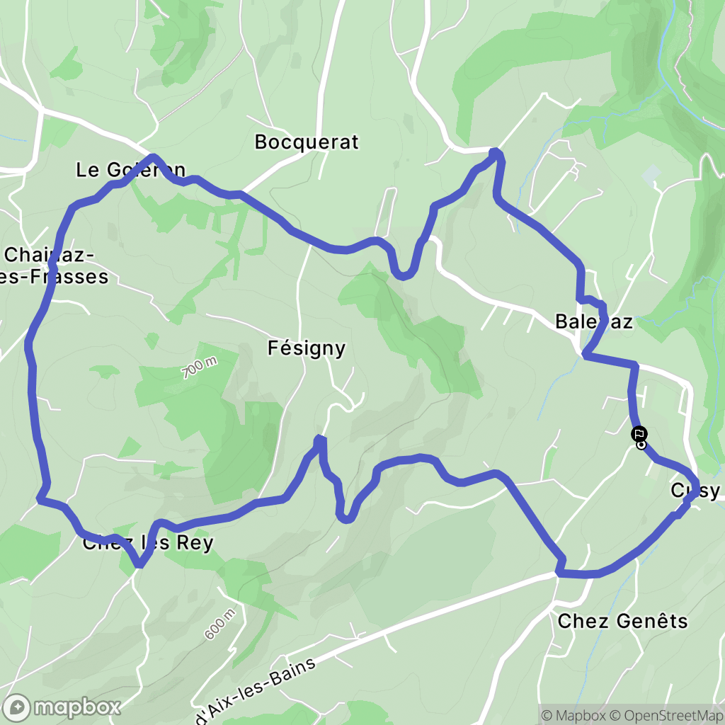 Cusy : carte du parcours de randonnée - France