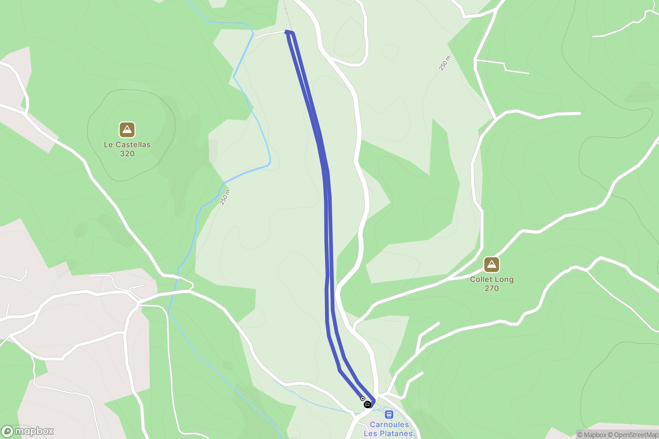 Carnoules : carte du parcours de randonnée - France