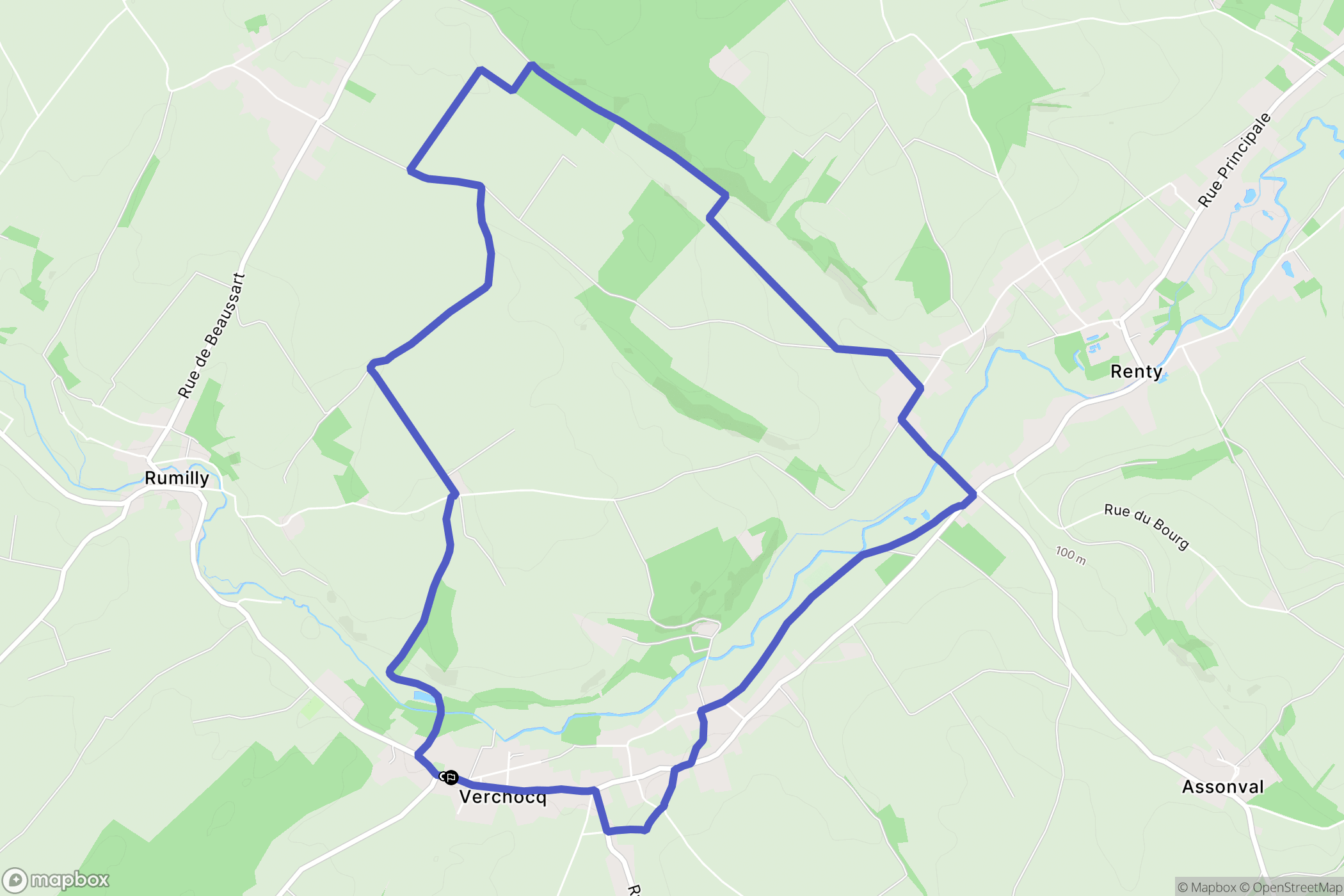 Verchocq : carte du parcours de randonnée - France