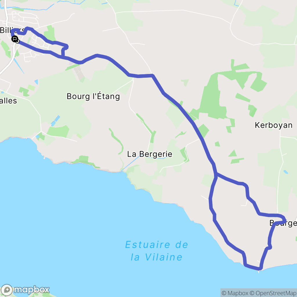 Billiers : carte du parcours de randonnée - France