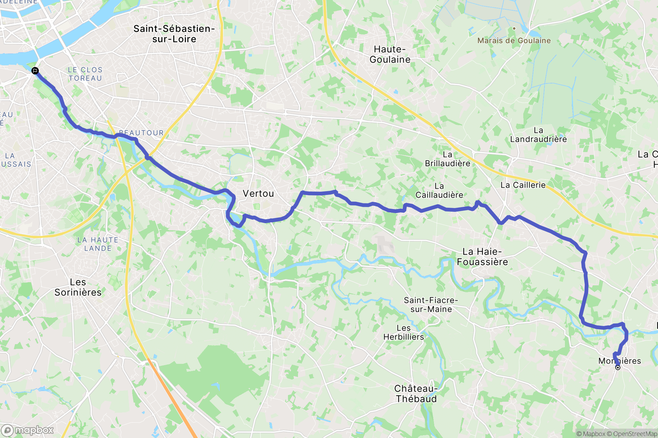 Monnières : carte du parcours de randonnée - France