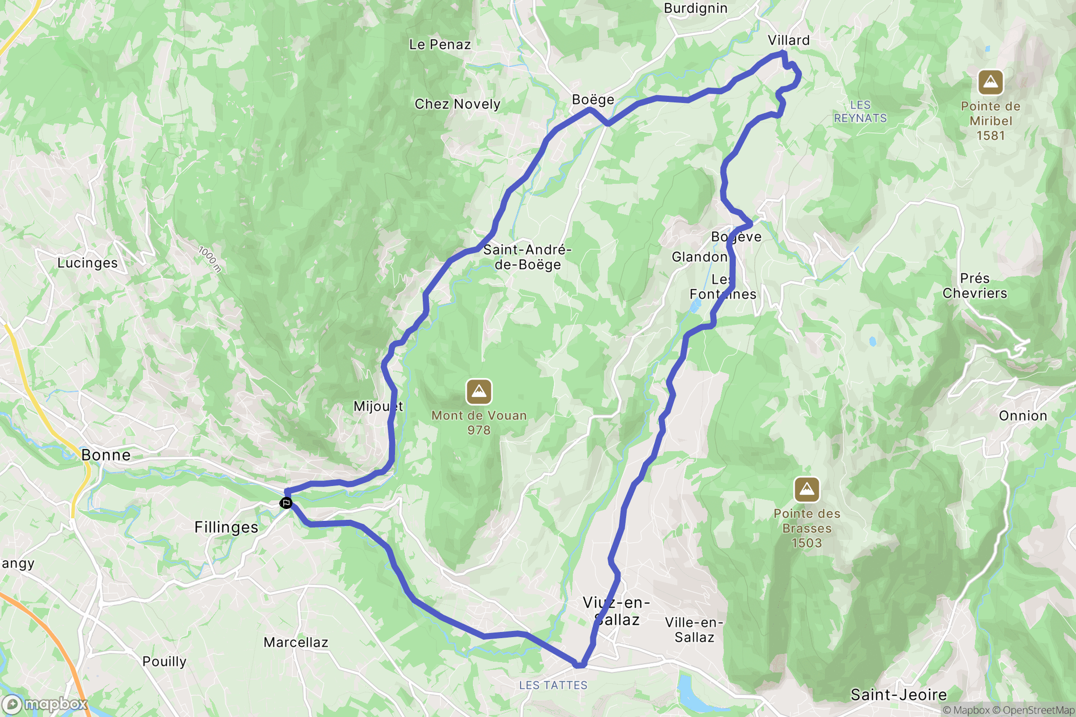 Fillinges : carte du parcours de randonnée - France
