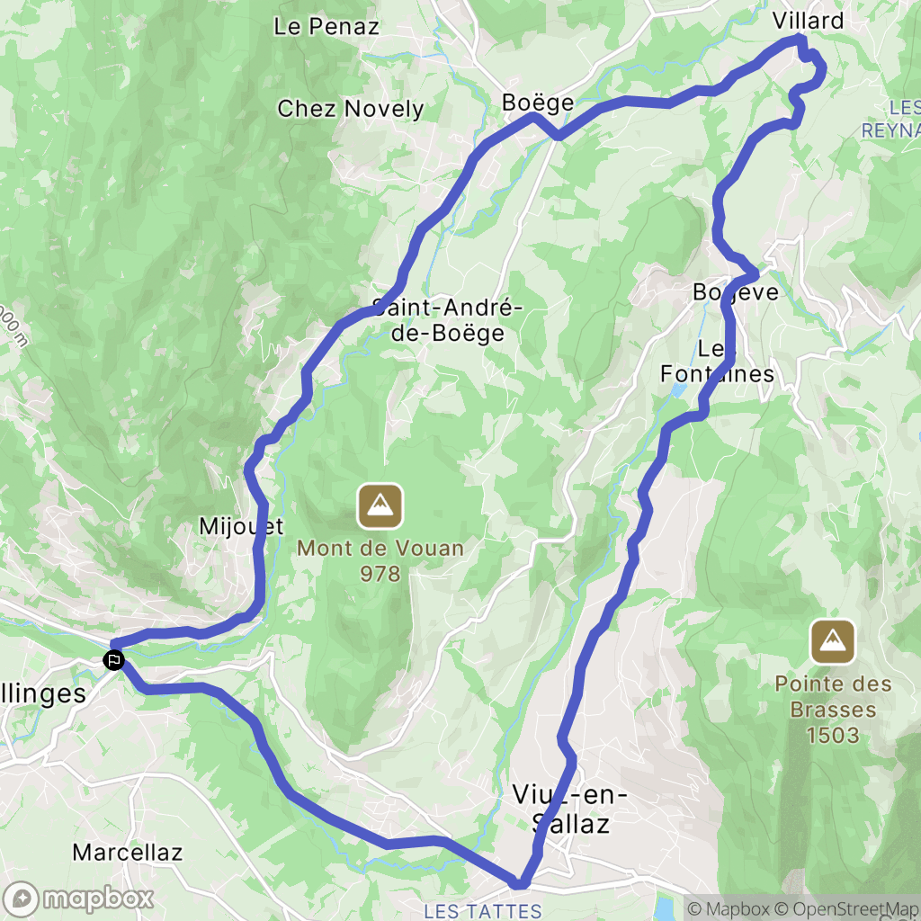 Fillinges : carte du parcours de randonnée - France