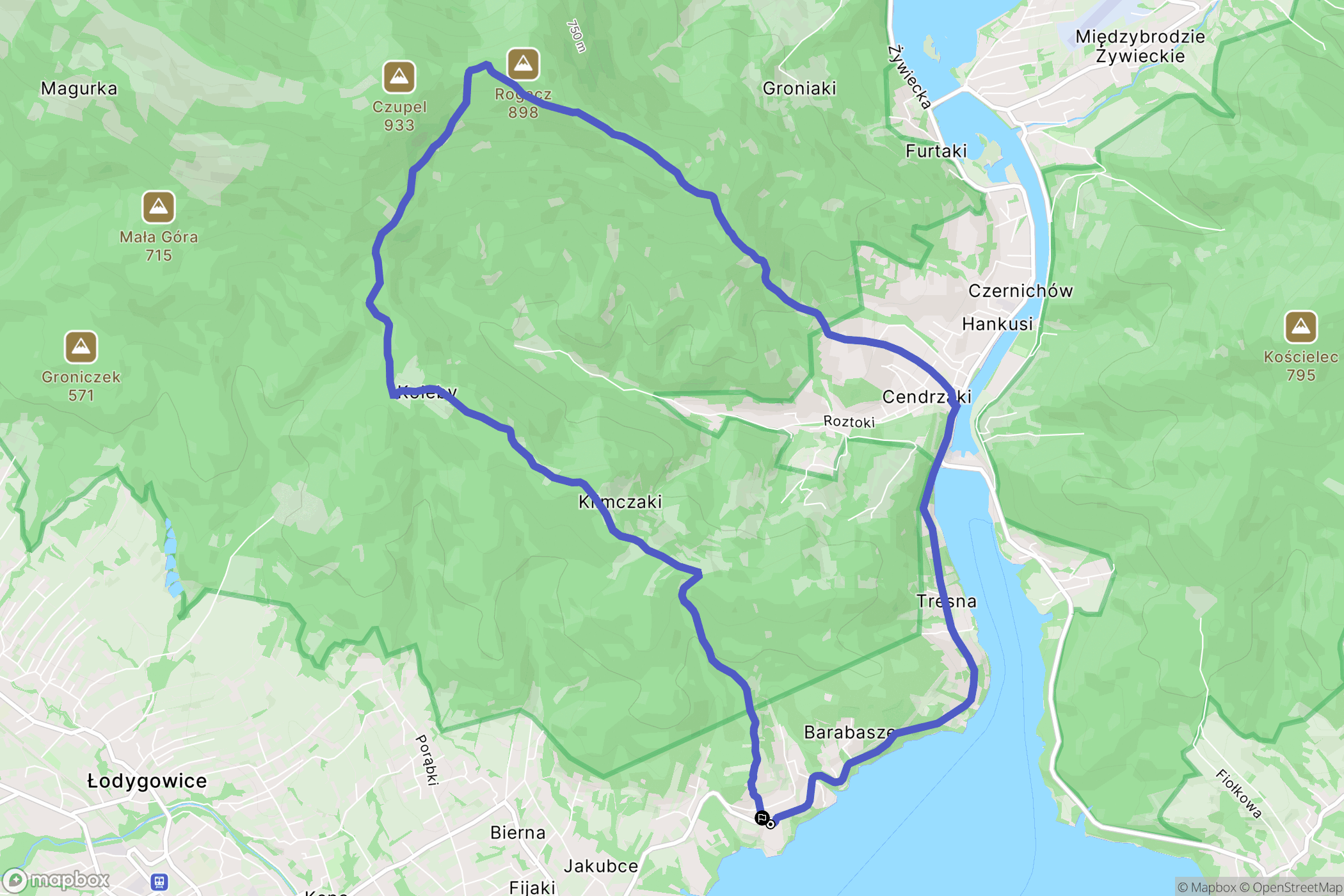 Tresna: mapa trasy - Poland