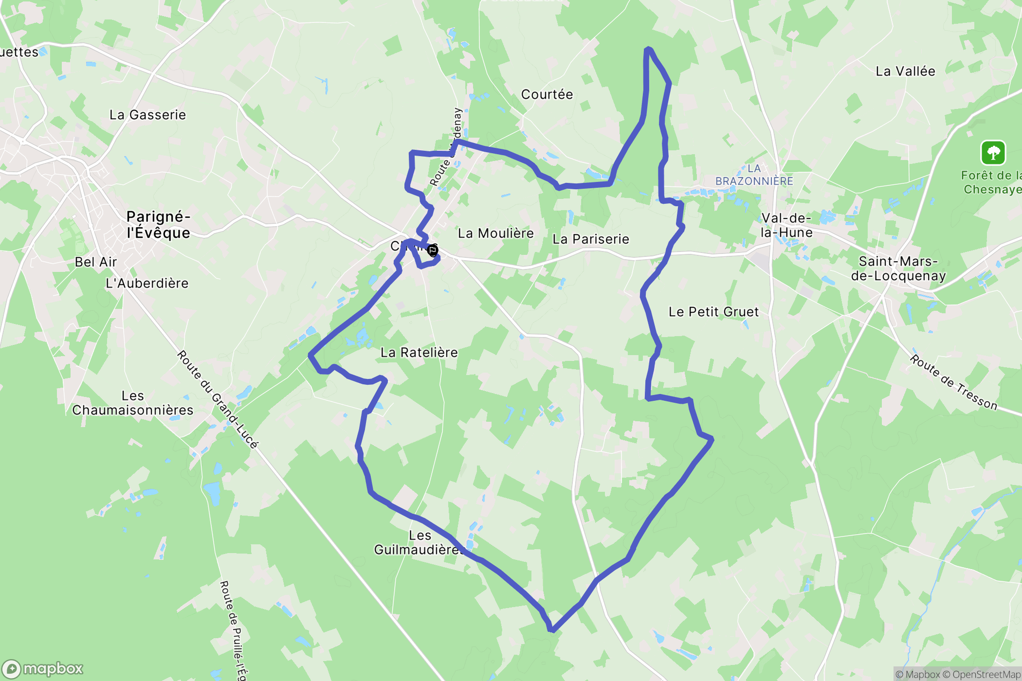 Challes : carte du parcours de randonnée - France