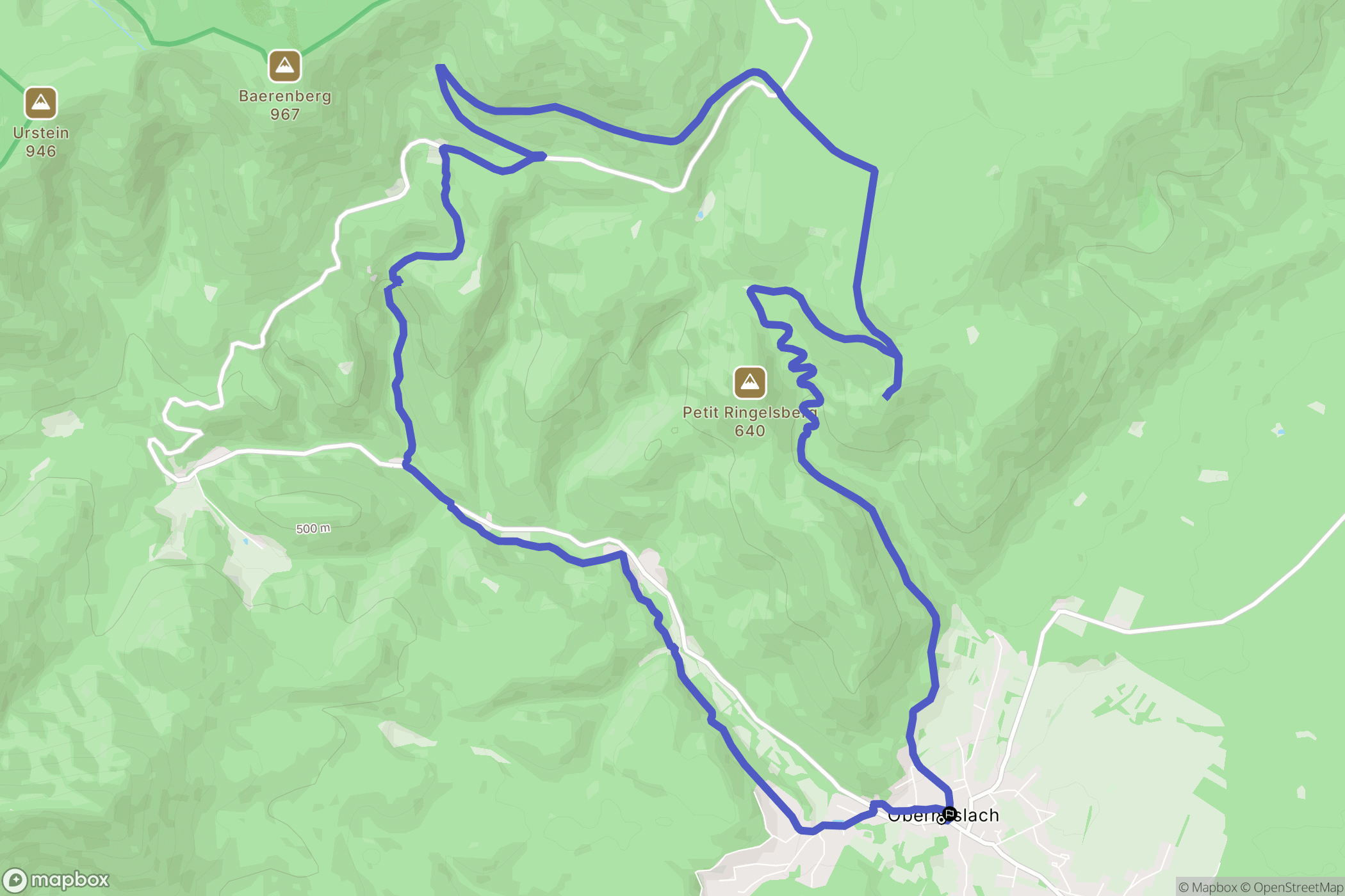 Oberhaslach : carte du parcours de randonnée - France