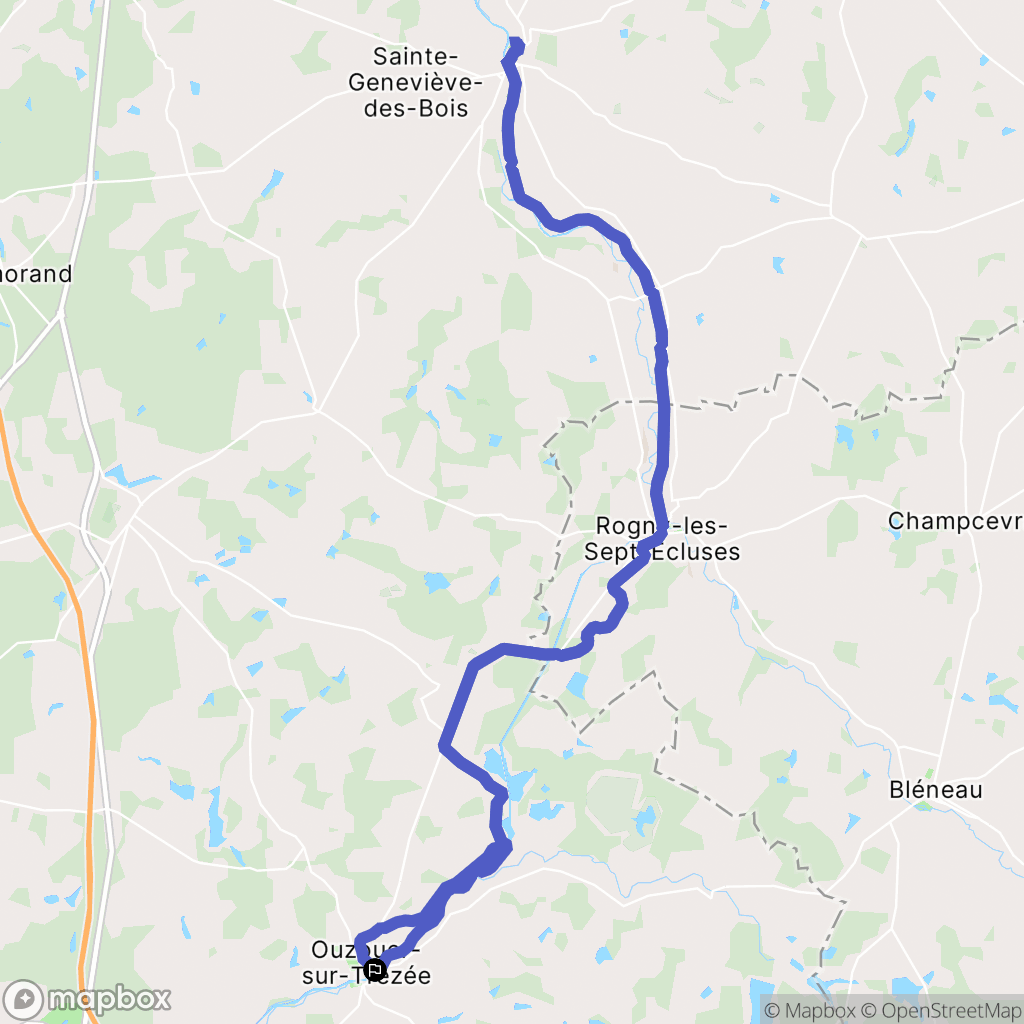Ouzouer-sur-Trézée : carte du parcours de randonnée - France