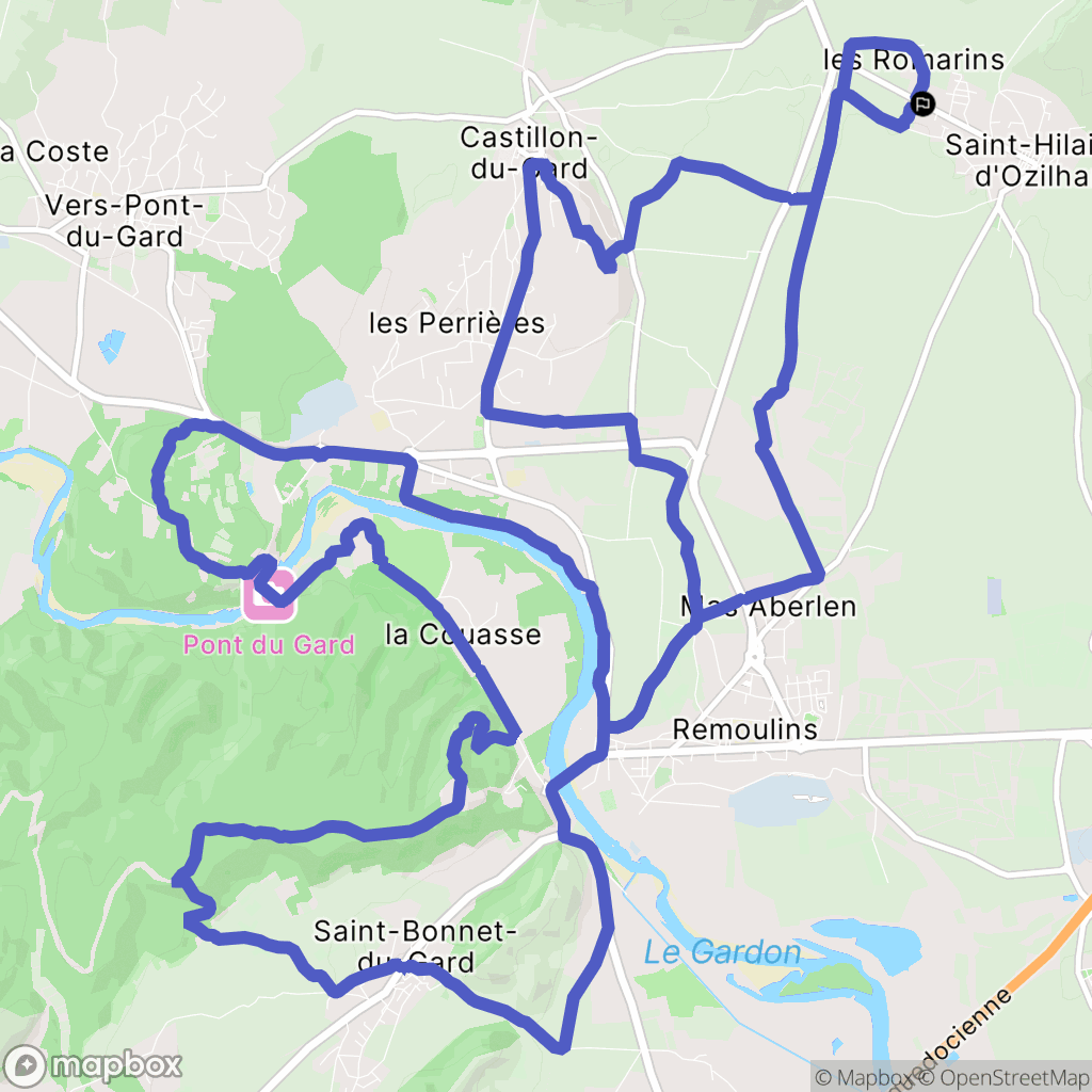 Saint-Hilaire-d'Ozilhan : carte du parcours de randonnée - France