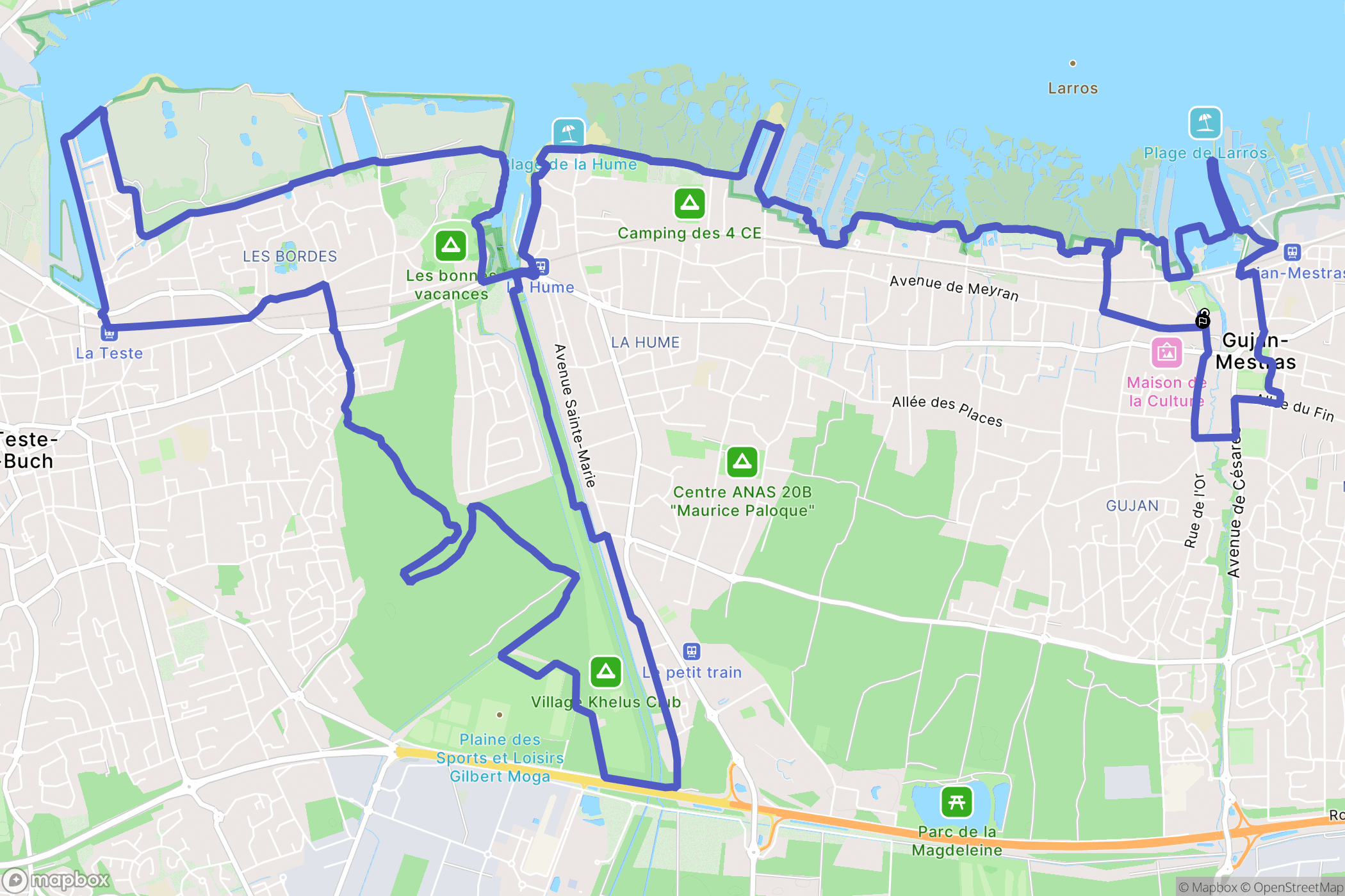 Gujan-Mestras : carte du parcours de randonnée - France