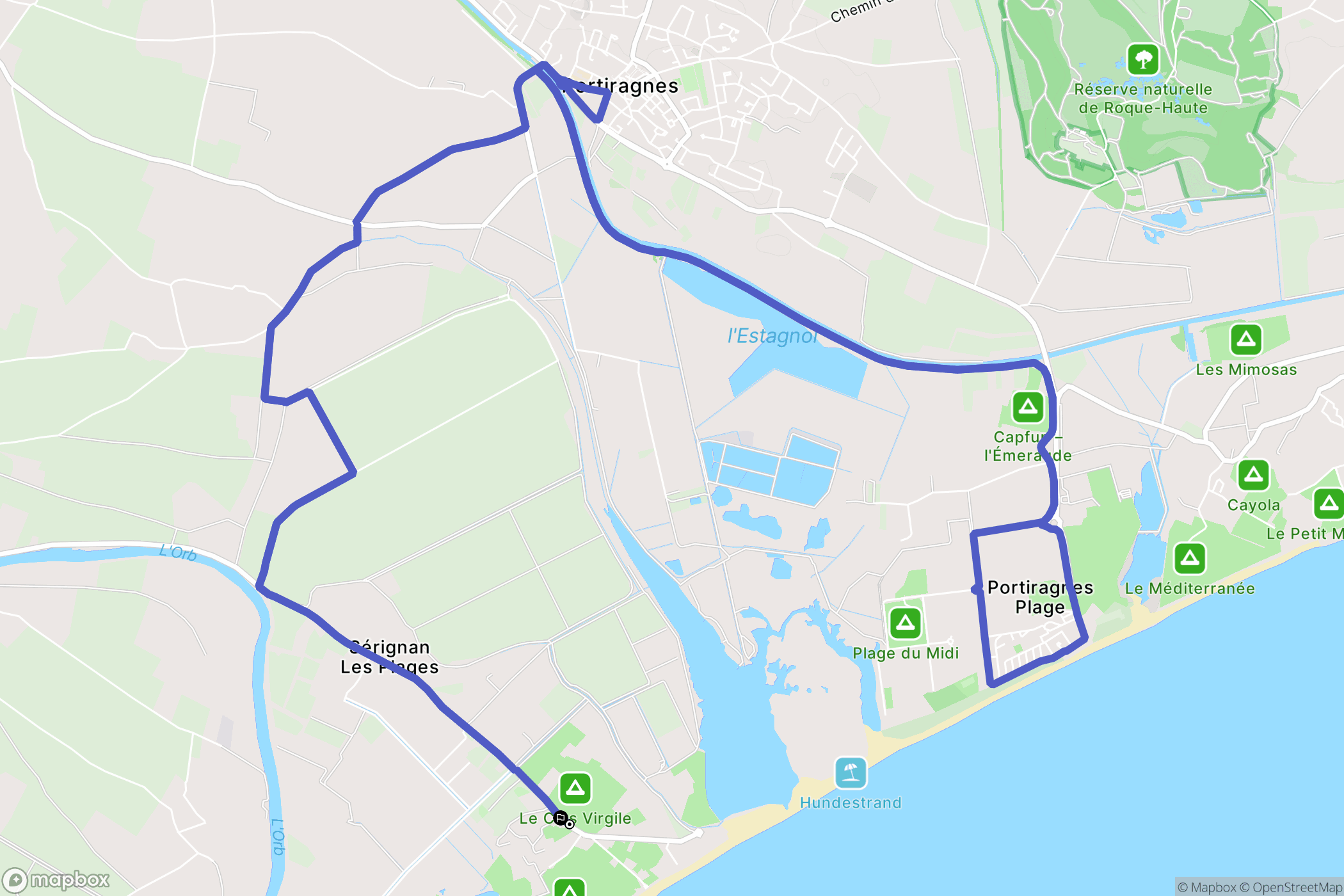 Sérignan : carte du parcours de randonnée - France