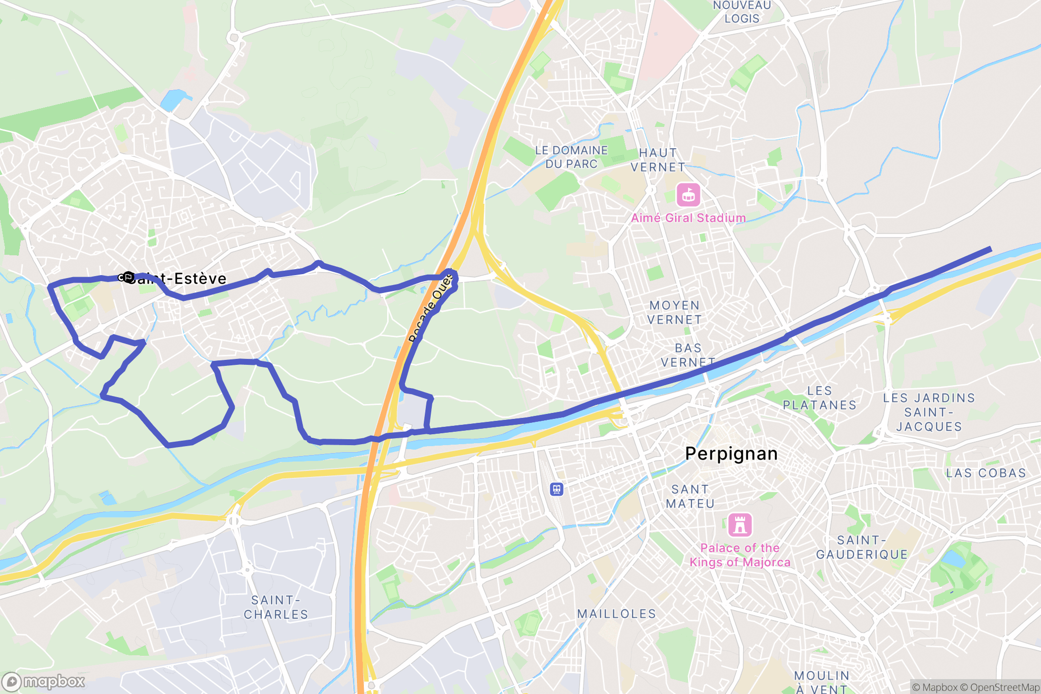 Saint-Estève : carte du parcours de randonnée - France
