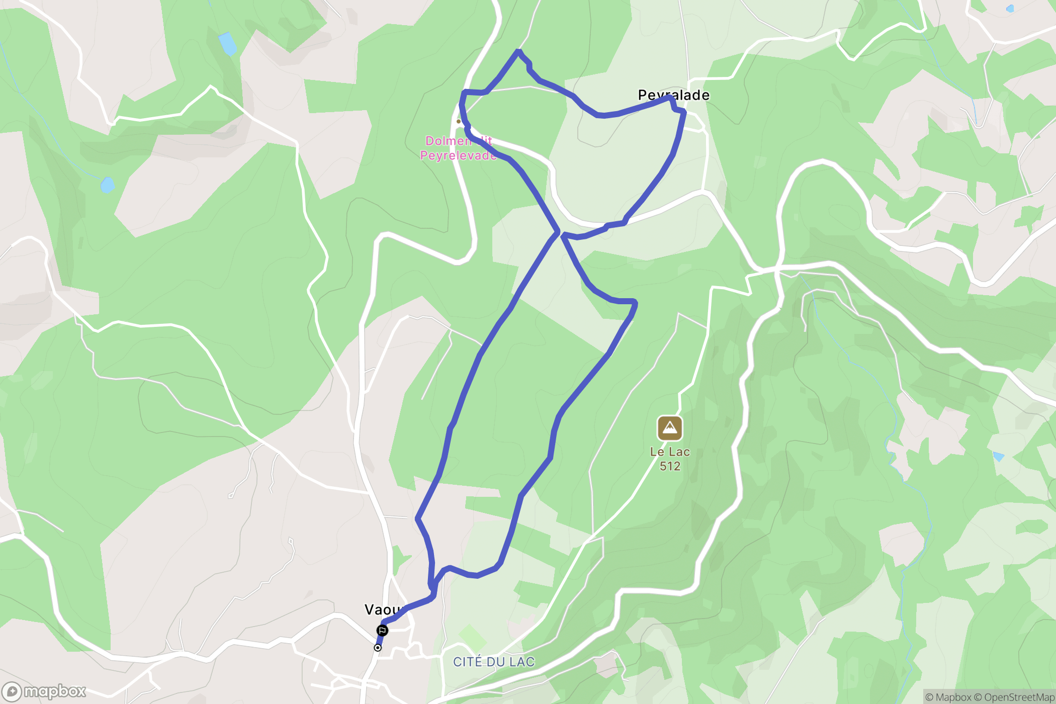 Vaour : carte du parcours de randonnée - France