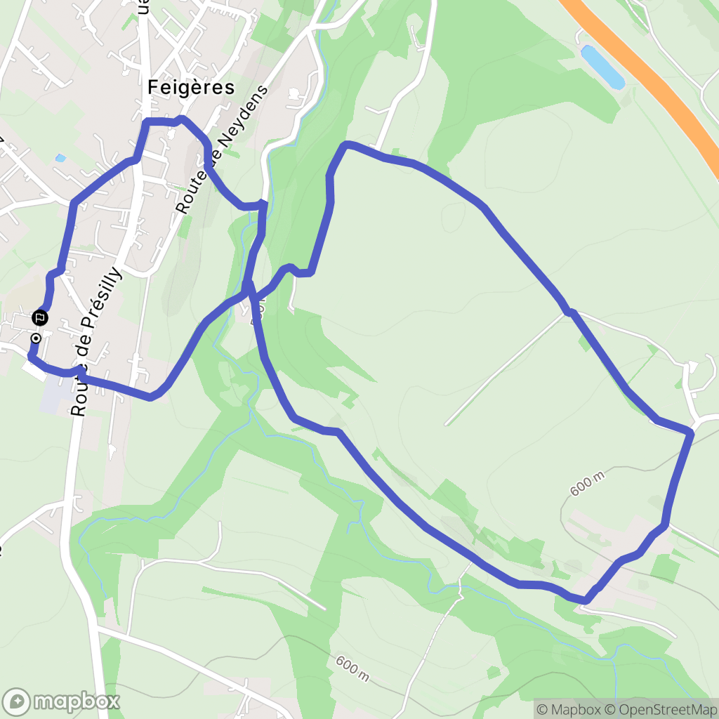 Feigères : carte du parcours de randonnée - France