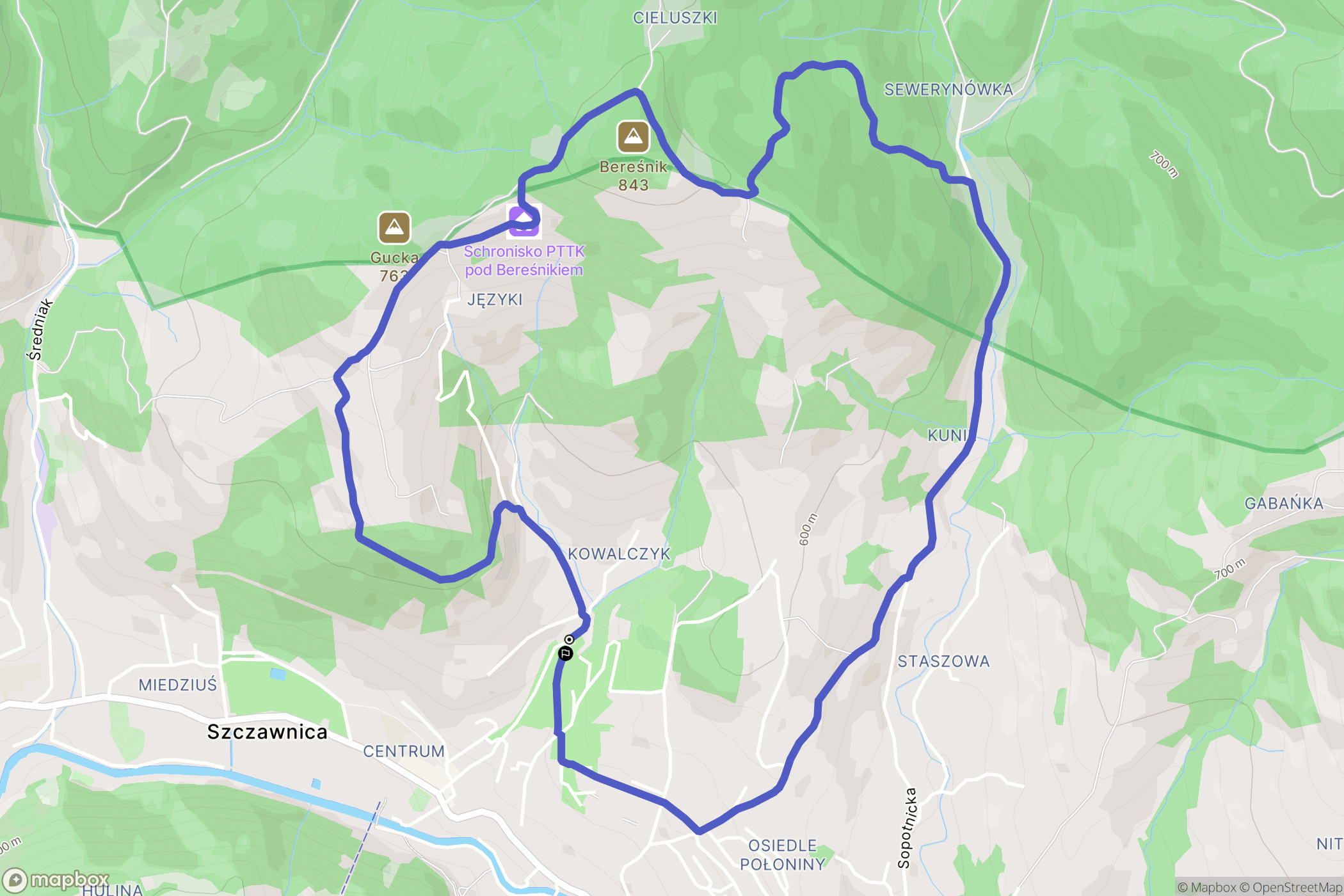 Szczawnica: mapa trasy - Poland