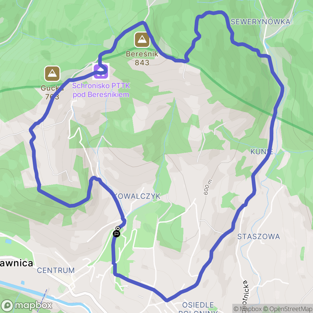 Szczawnica: mapa trasy - Poland