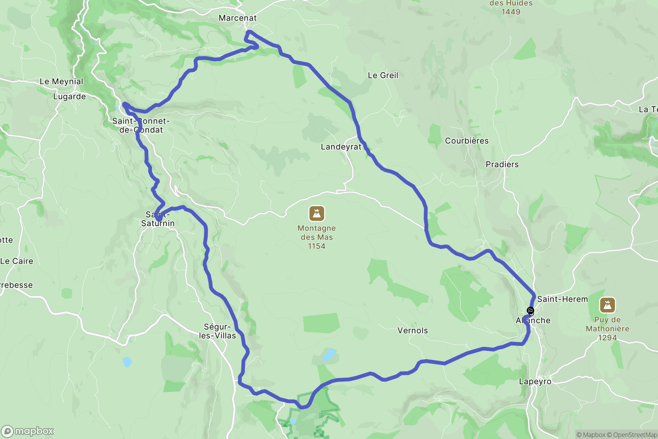 Allanche : carte du parcours de randonnée - France