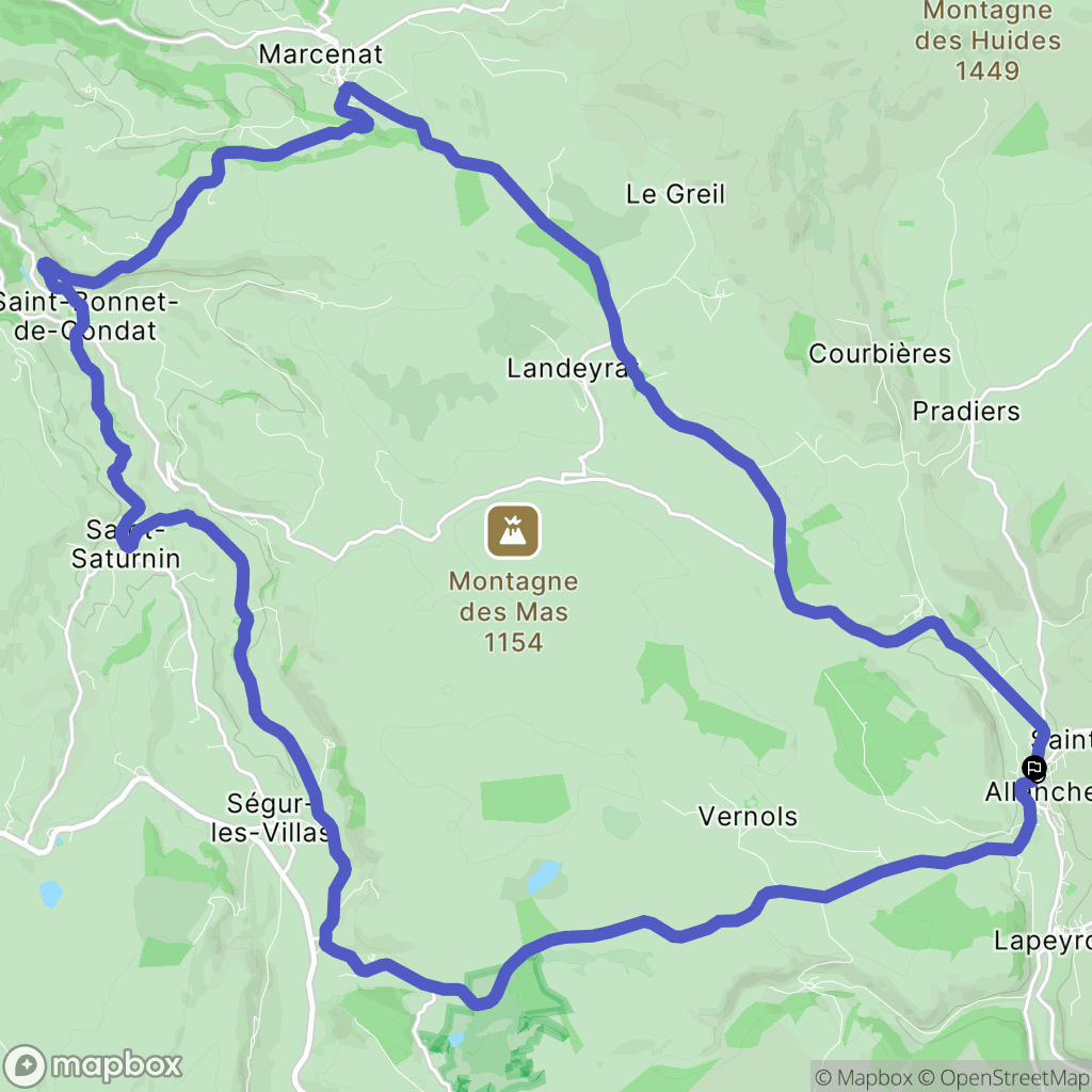 Allanche : carte du parcours de randonnée - France