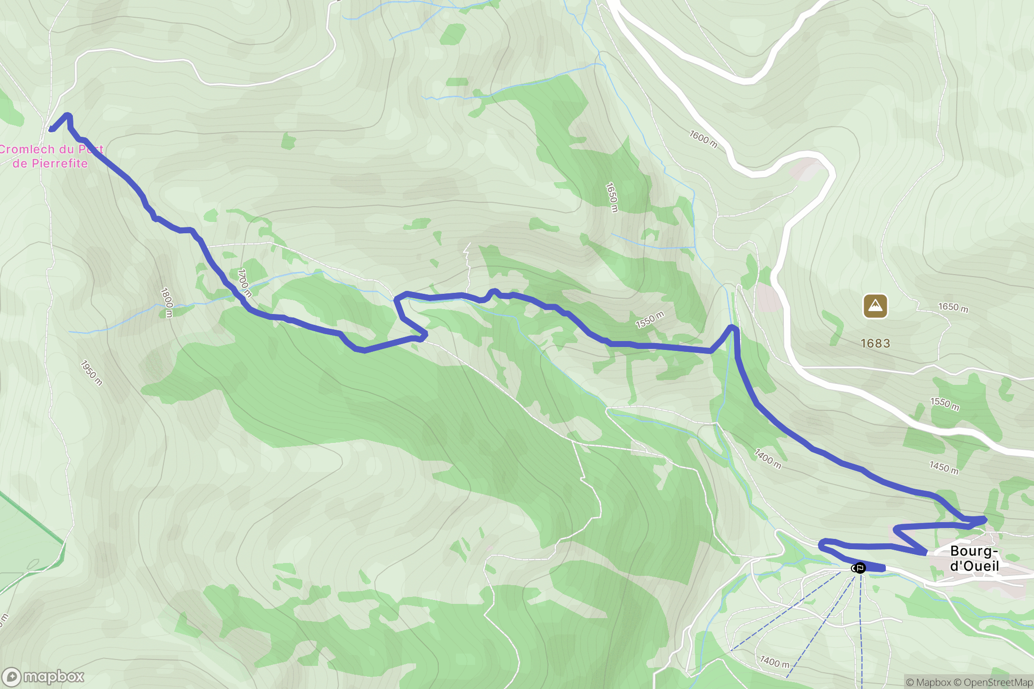 Bourg-d'Oueil : carte du parcours de randonnée - France