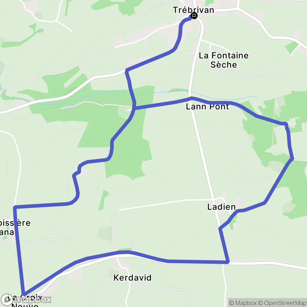 Trébrivan : carte du parcours de randonnée - France