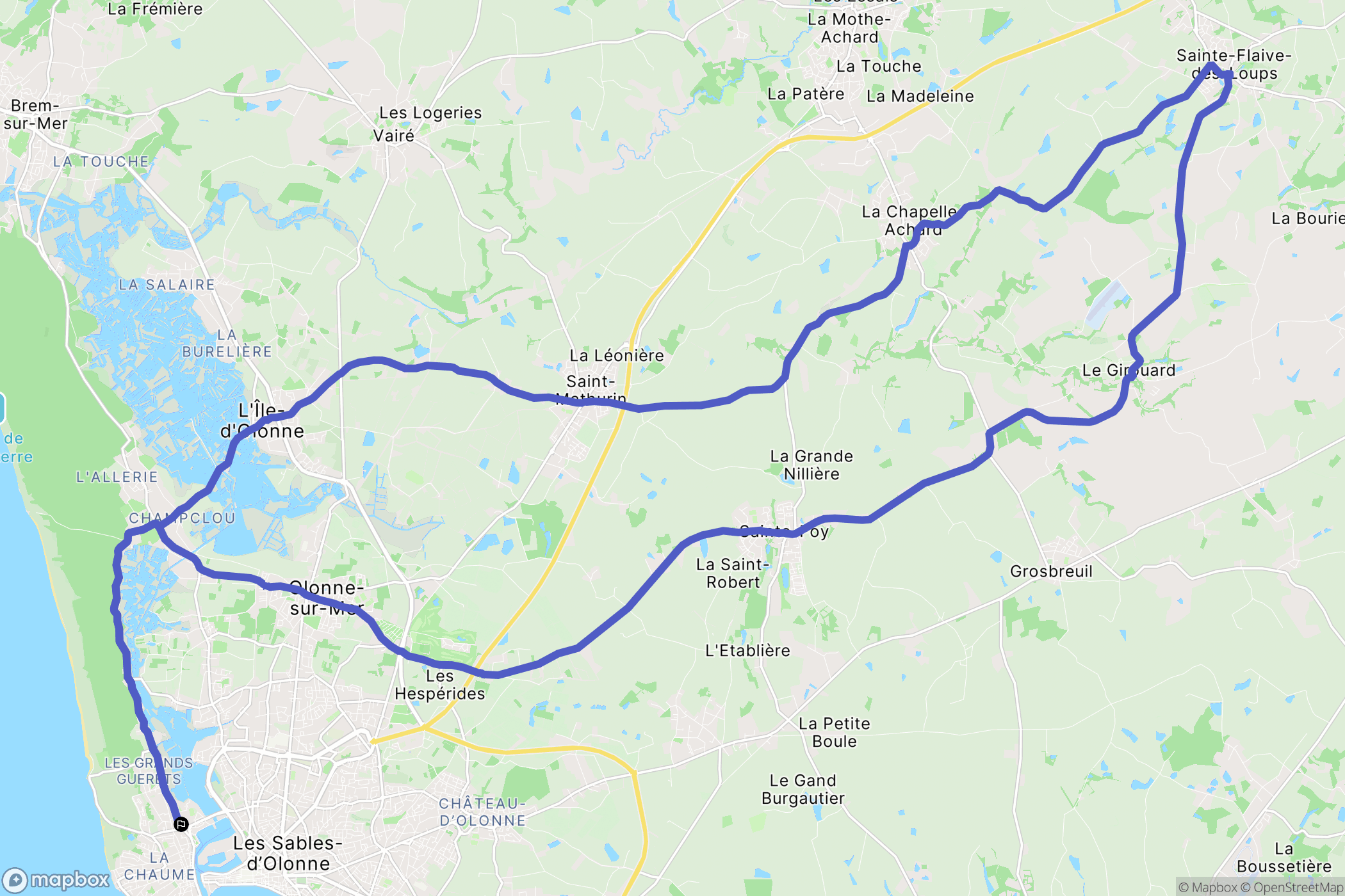 Les Sables-d'Olonne : carte du parcours de randonnée - France