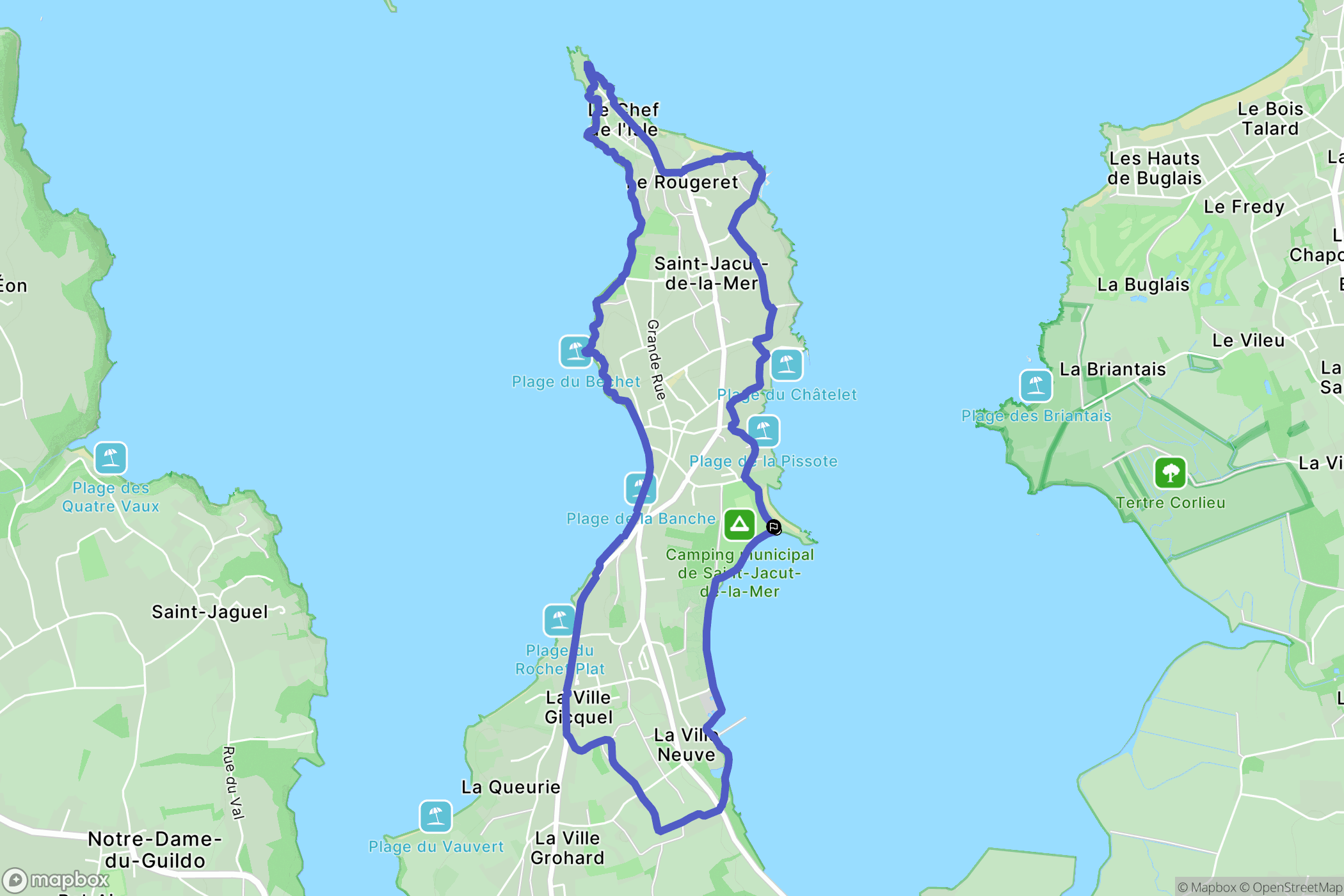 Saint-Jacut-de-la-Mer : carte du parcours de randonnée - France