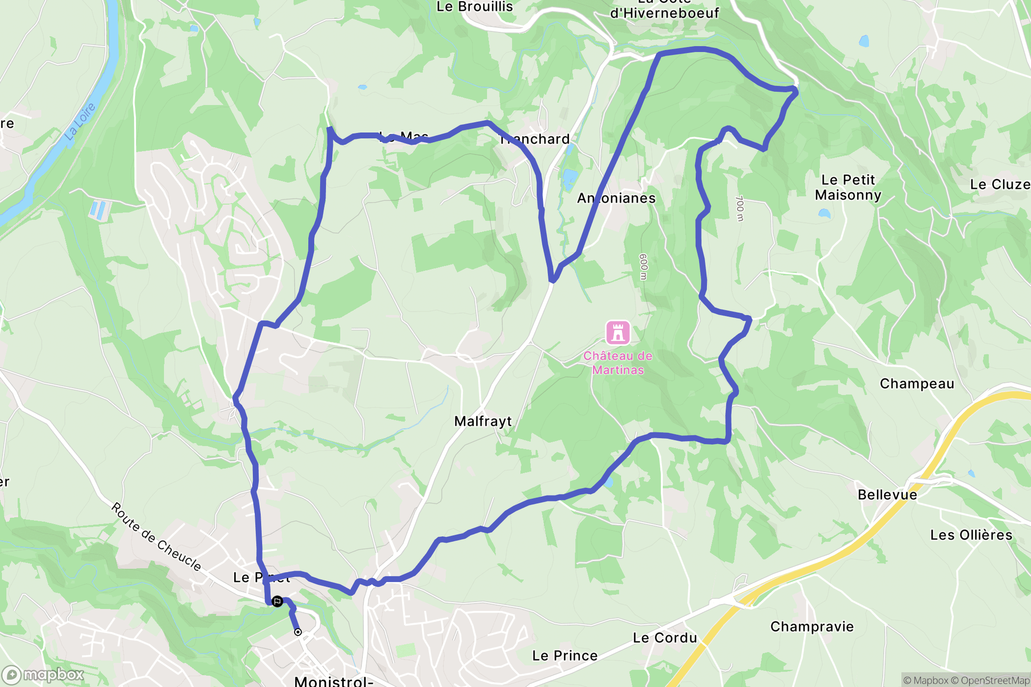 Monistrol-sur-Loire : carte du parcours de randonnée - France
