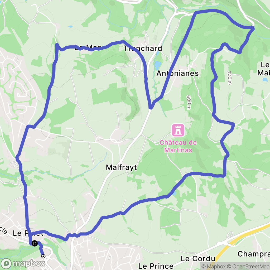 Monistrol-sur-Loire : carte du parcours de randonnée - France