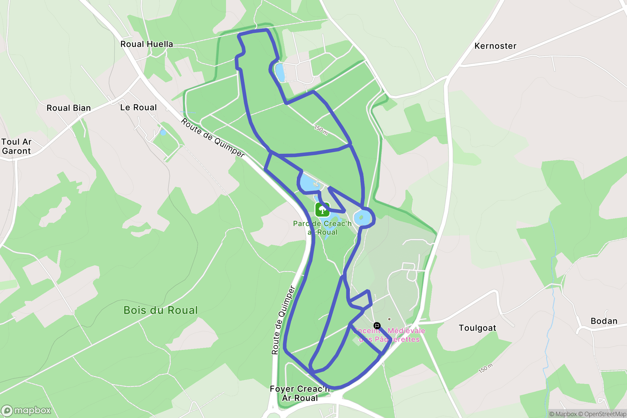 Dirinon : carte du parcours de randonnée - France