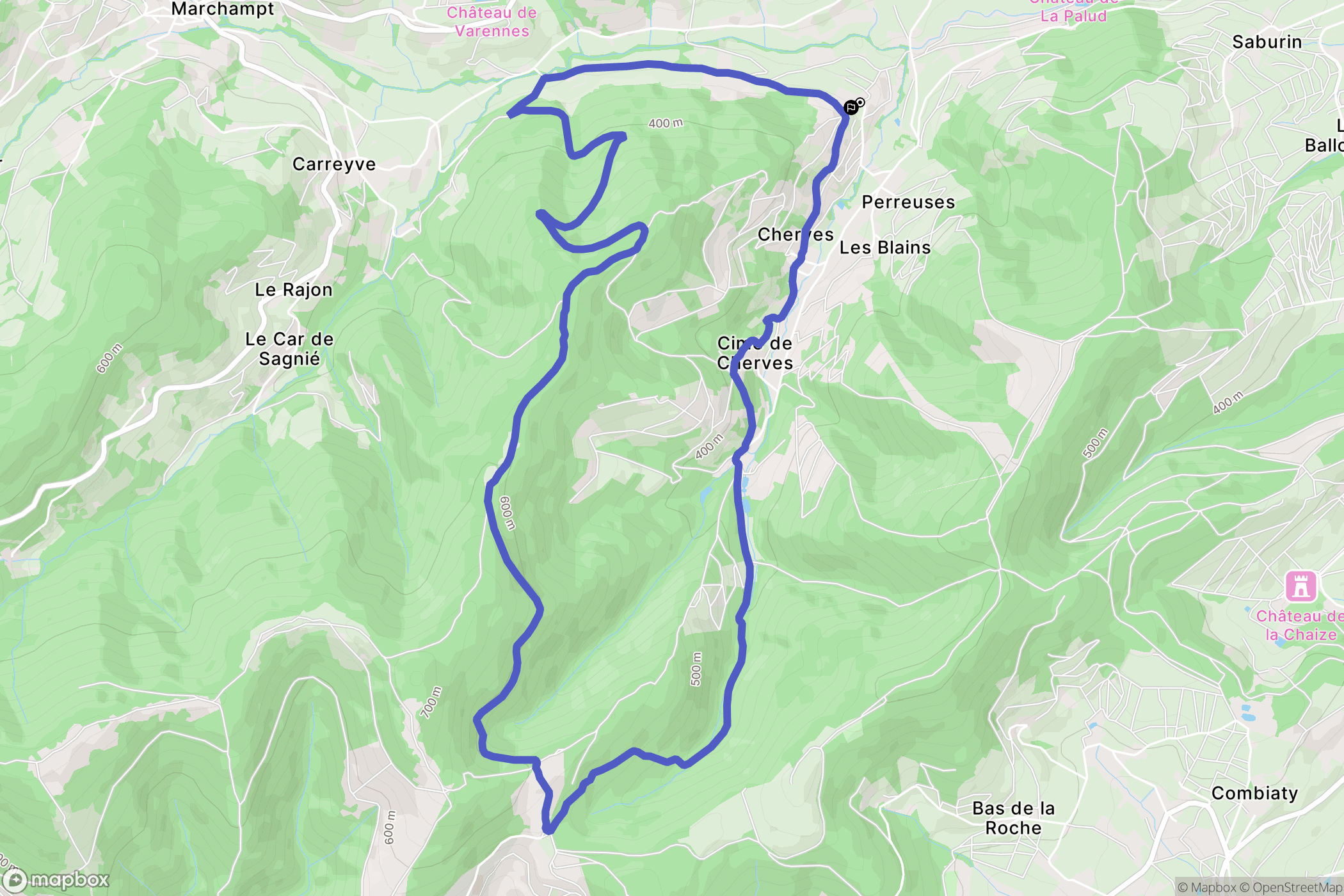 Quincié-en-Beaujolais : carte du parcours de randonnée - France