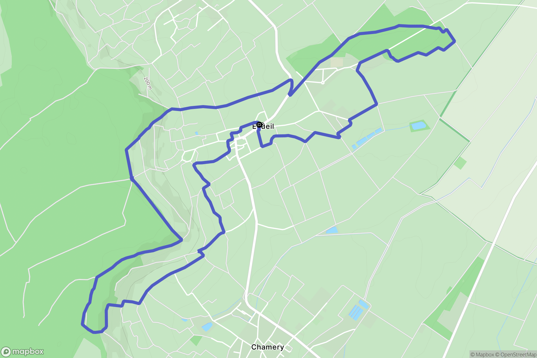Écueil : carte du parcours de randonnée - France