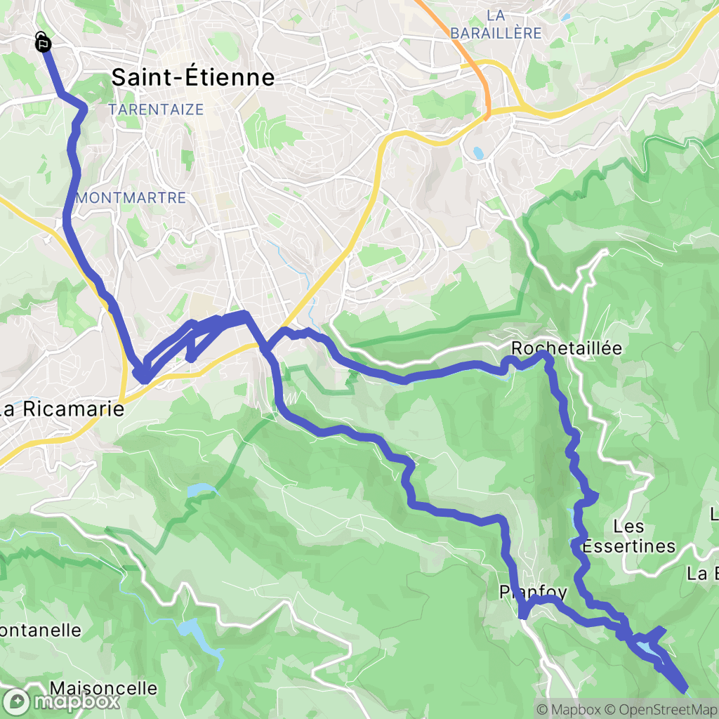 Saint-Étienne : carte du parcours de randonnée - France