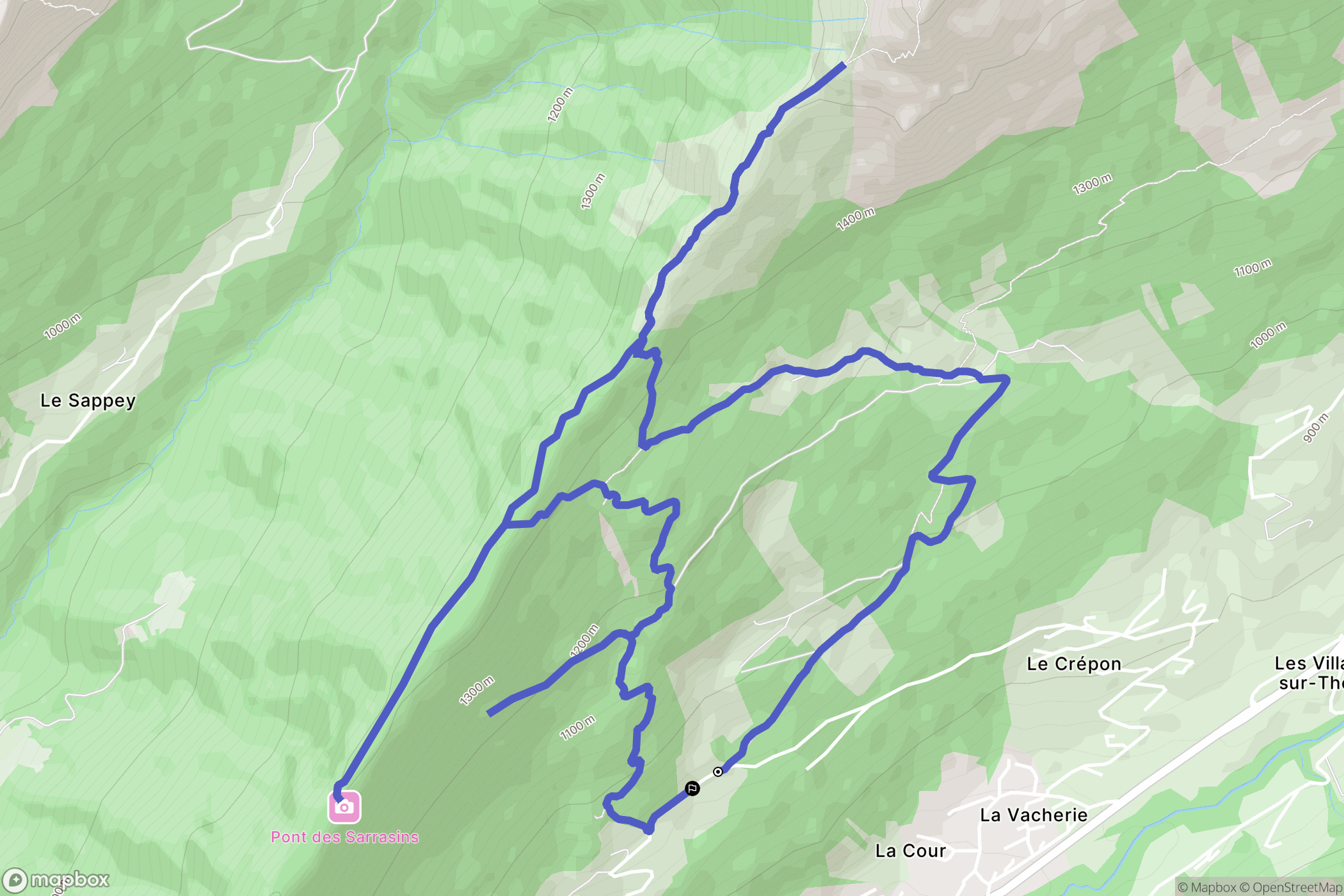 Thônes : carte du parcours de randonnée - France