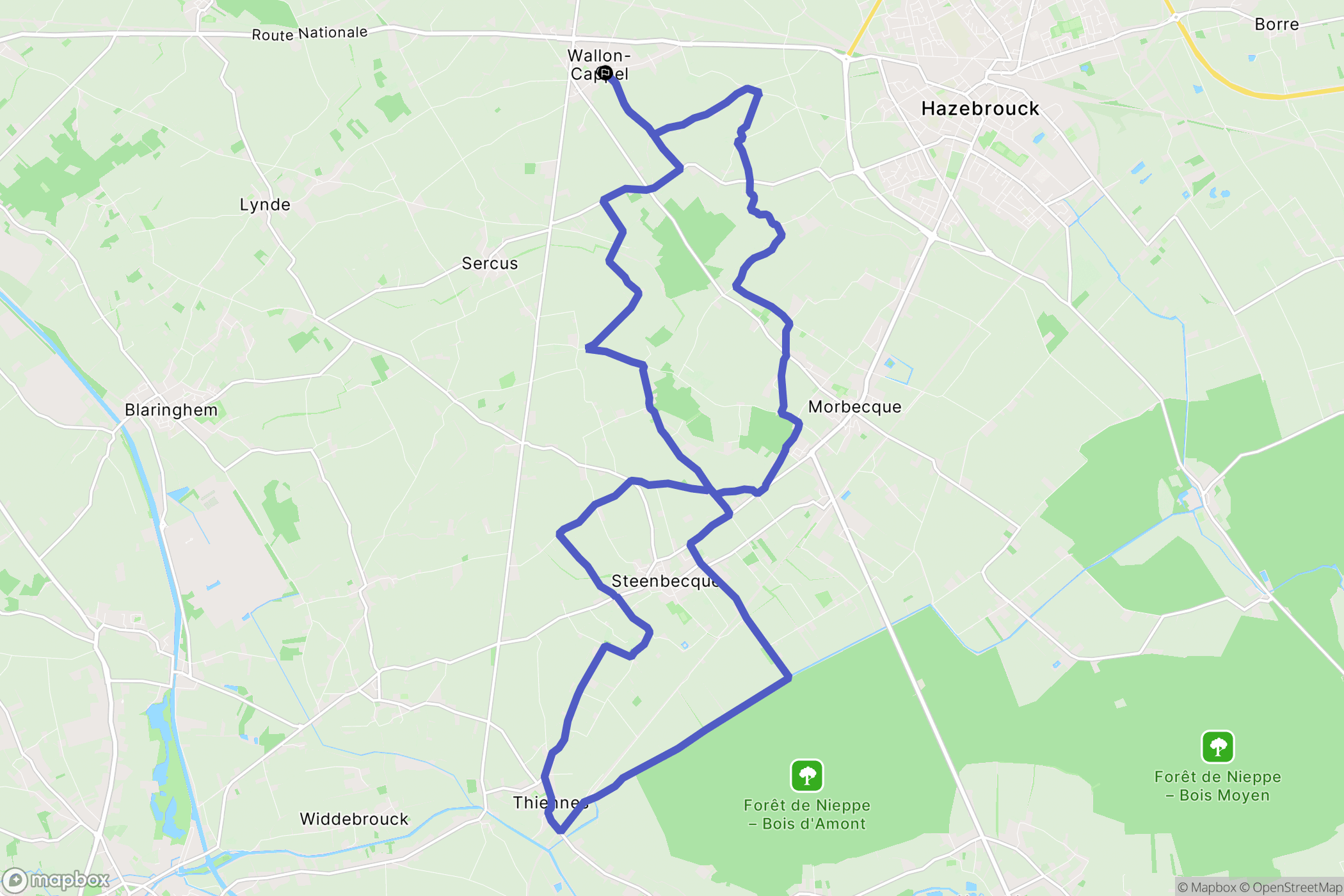 Wallon-Cappel : carte du parcours de randonnée - France
