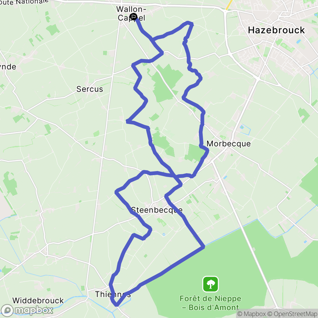 Wallon-Cappel : carte du parcours de randonnée - France